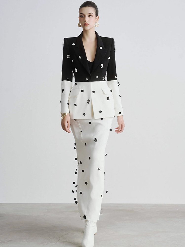 A9180 High Quality Elegant Temperament Office Ladies Suit Blazer and Long Skirt Set Formal Women Suit