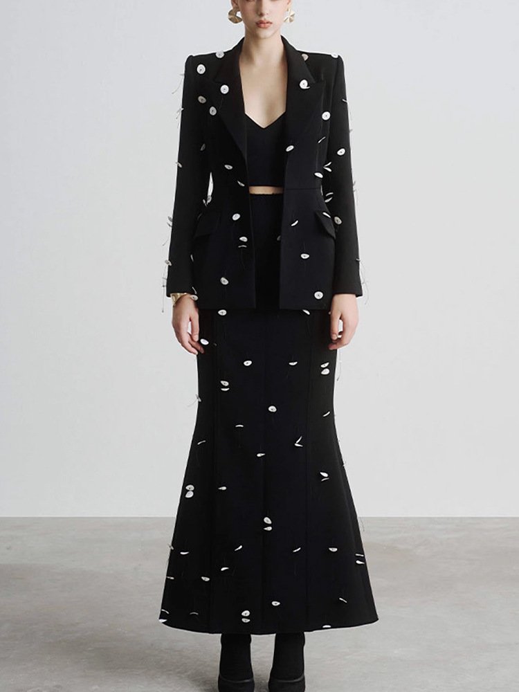 A9180 High Quality Elegant Temperament Office Ladies Suit Blazer and Long Skirt Set Formal Women Suit