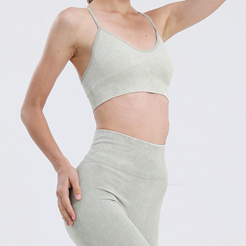 Women's Sets Seamless Acid Wash 5 Piece Yoga Set Athletic Sports Wear Gym Fitness Clothing Set