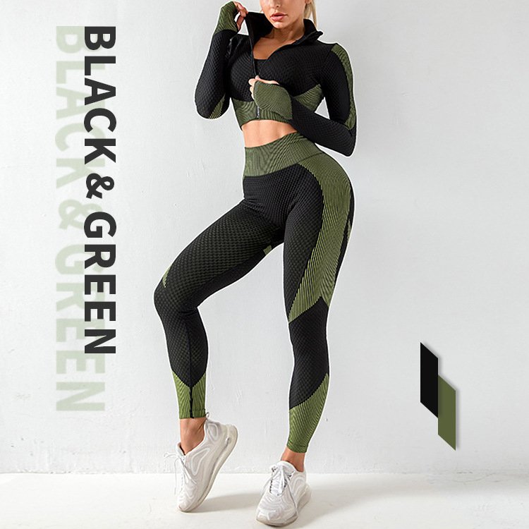Hot sale women's sets long sleeve coat shockproof vest seamless sports suit training&jogging wear yoga sets