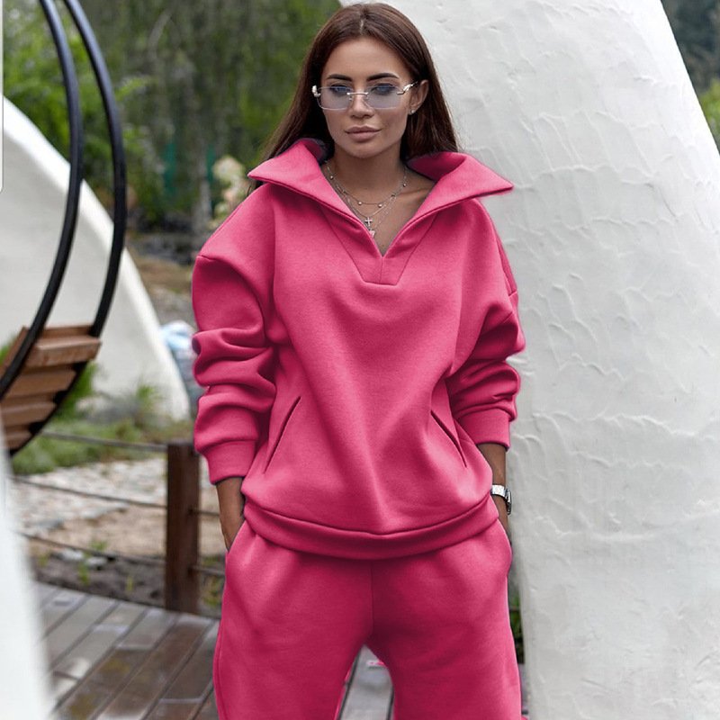 custom zipper printed hoodies for ladies wholesale Women Sports Casual Sweater Set Two Piece Set Hoodie Suit hoodie women