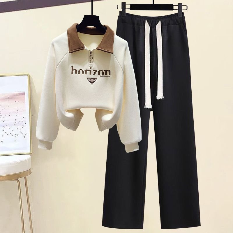 2023 Autumn Winter Knitted O-Neck Long Sleeve Sweater Top And Splice Pant Women Two Piece Pant Set