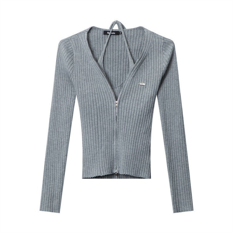 2024 Ladies Knitted Zipper Tops Short Skirt 2 Piece Set Casual Plain Sweaters Sets Women's Co ords Suits Knitwear Two Piece Sets