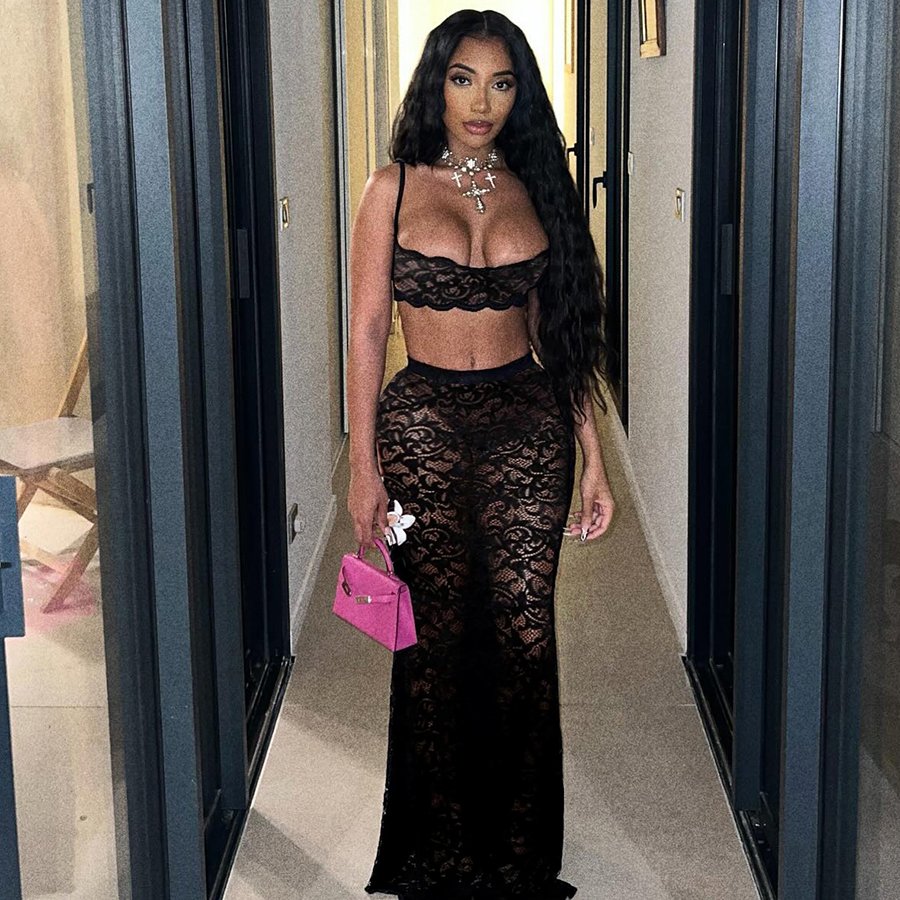 Kliou K24S50069 New arrivals 2 piece set women sexy top+maxi skirt women's sets trendy lace solid outfit