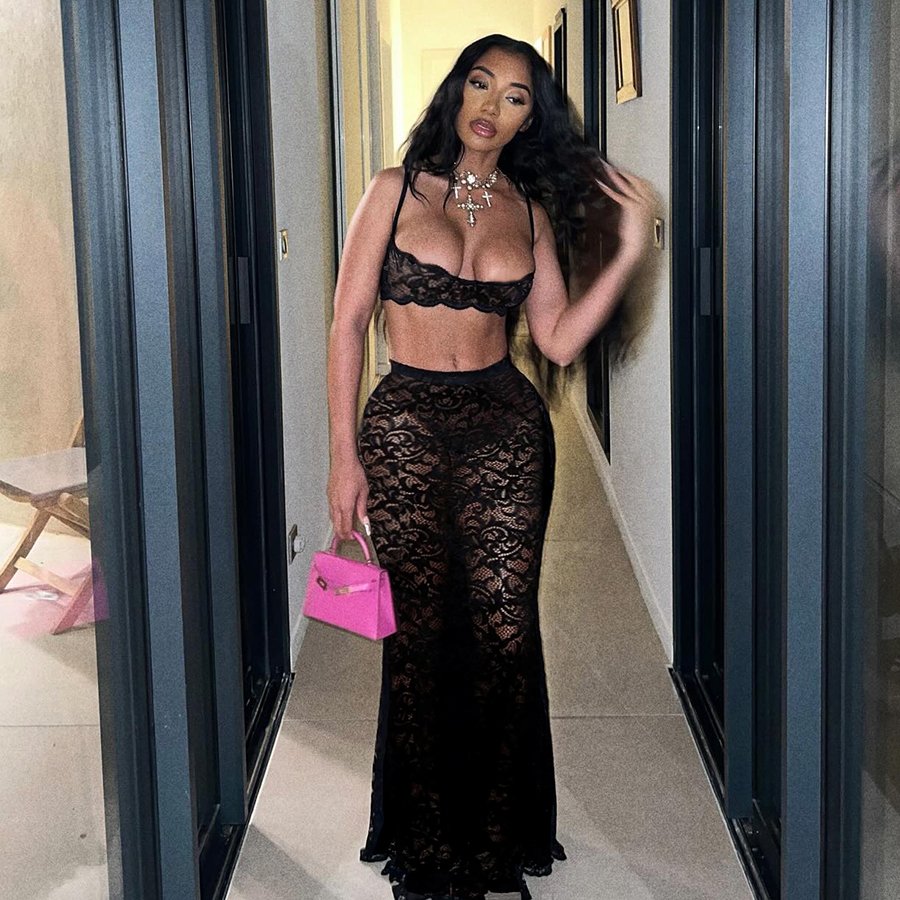 Kliou K24S50069 New arrivals 2 piece set women sexy top+maxi skirt women's sets trendy lace solid outfit