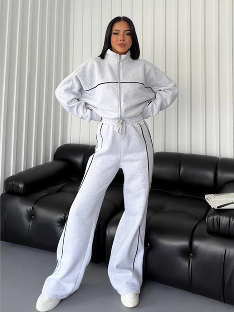 Solid Lady Coats Quilted Jacket Thick Warm Custom Sportswear Sets Baseball Bomber Jackets Winter Zip Up Jacket For Woman 2024