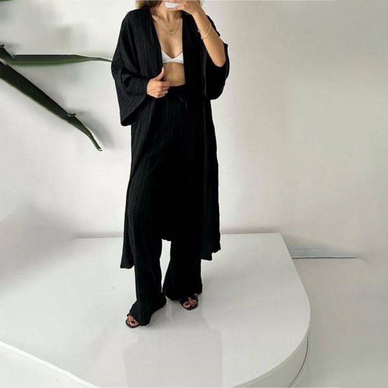 Wholesale 2024 Autumn New Women's Pleated Texture Top Straight Casual Pants Women's Set