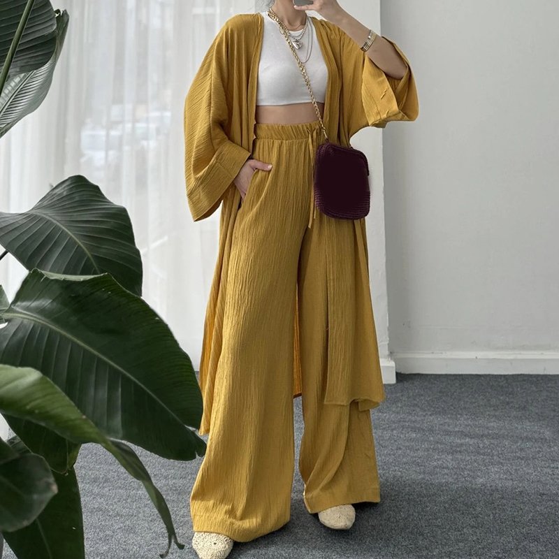 Wholesale 2024 Autumn New Women's Pleated Texture Top Straight Casual Pants Women's Set