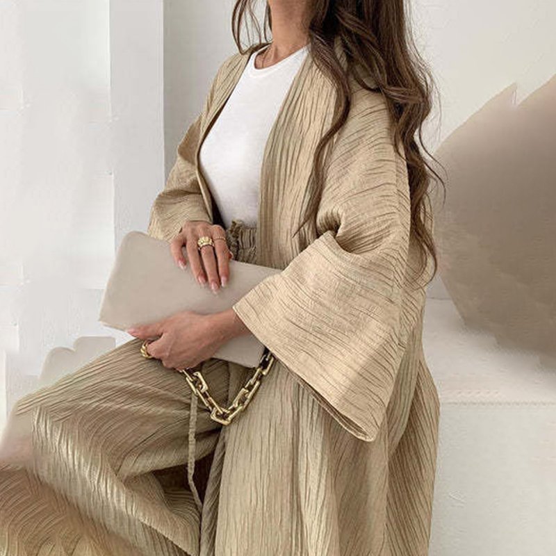 Wholesale 2024 Autumn New Women's Pleated Texture Top Straight Casual Pants Women's Set