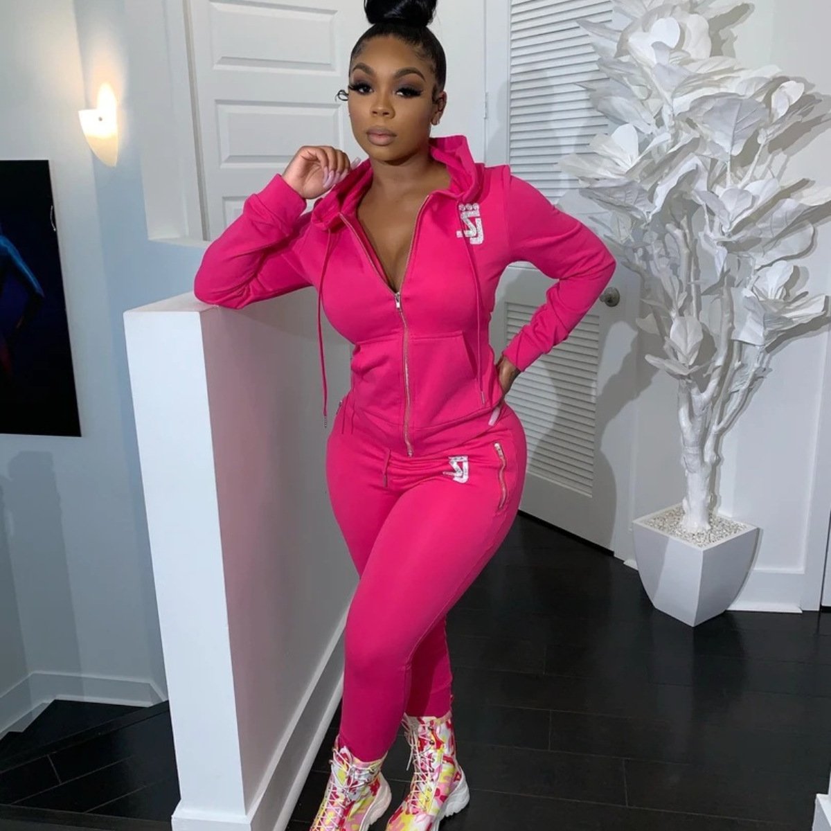 Casual Street Style New Women's Hoodie Casual Sportswear 2 Pieces Set Sport Plus Size Wear For Lady