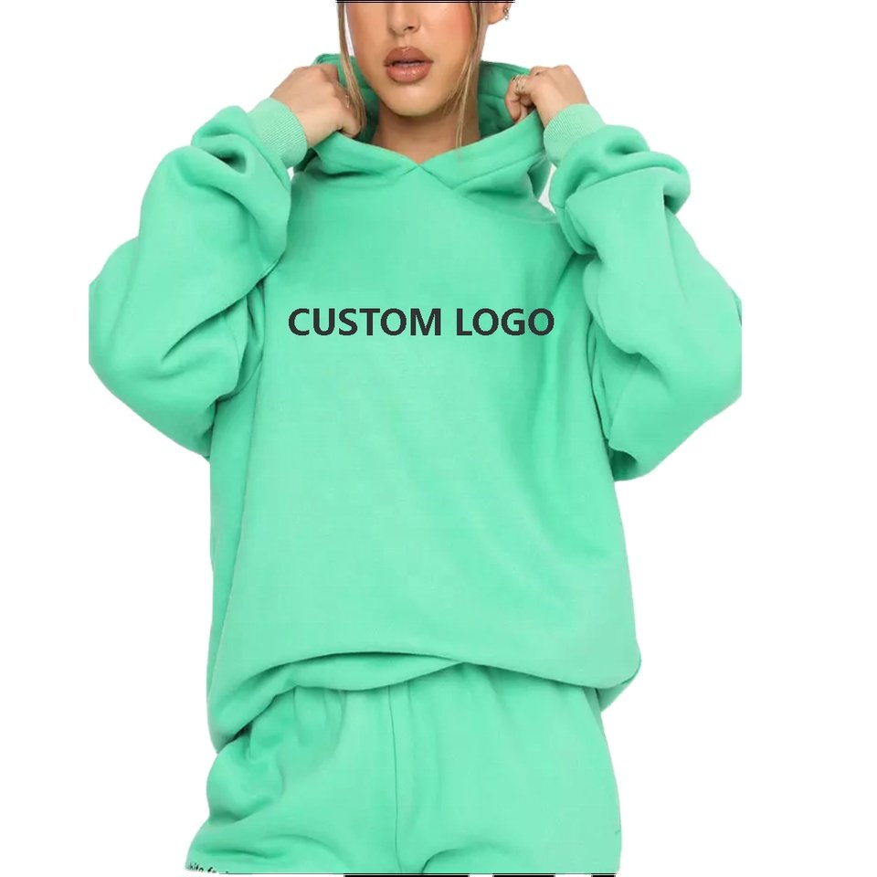 Custom Logo Solid Colors Plain Red Heavyweight Hoodie High Quality Women Sports Pullover Sweatshirt