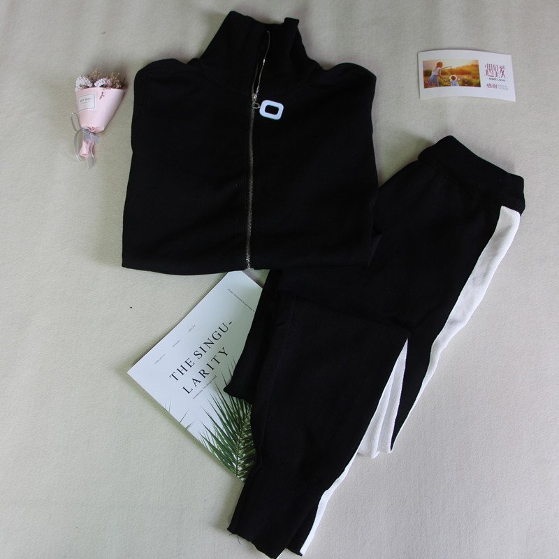 Boutique Wholesale 2024 Autumn New Style Temperament Slim Fit Long Sleeved Sweater Sports Fashion Knitted Pants Women's Set