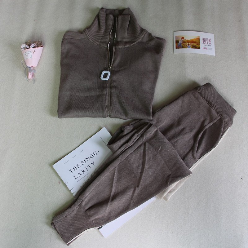 Boutique Wholesale 2024 Autumn New Style Temperament Slim Fit Long Sleeved Sweater Sports Fashion Knitted Pants Women's Set