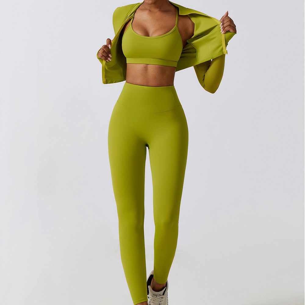 Customized Women Gym Sets Fall Winter Workout Clothes Long Sleeve Crop Top sporty Woman Fitness Set.