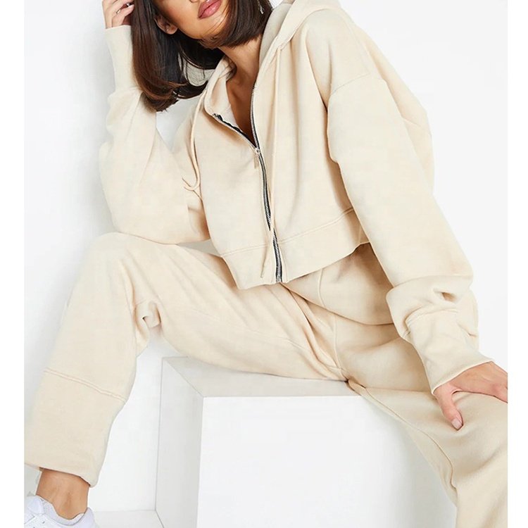 Women's Sets Cropped Hoodie Straight Leg Joggers womens 2 piece outfit two piece sets Sports Tracksuits For Women