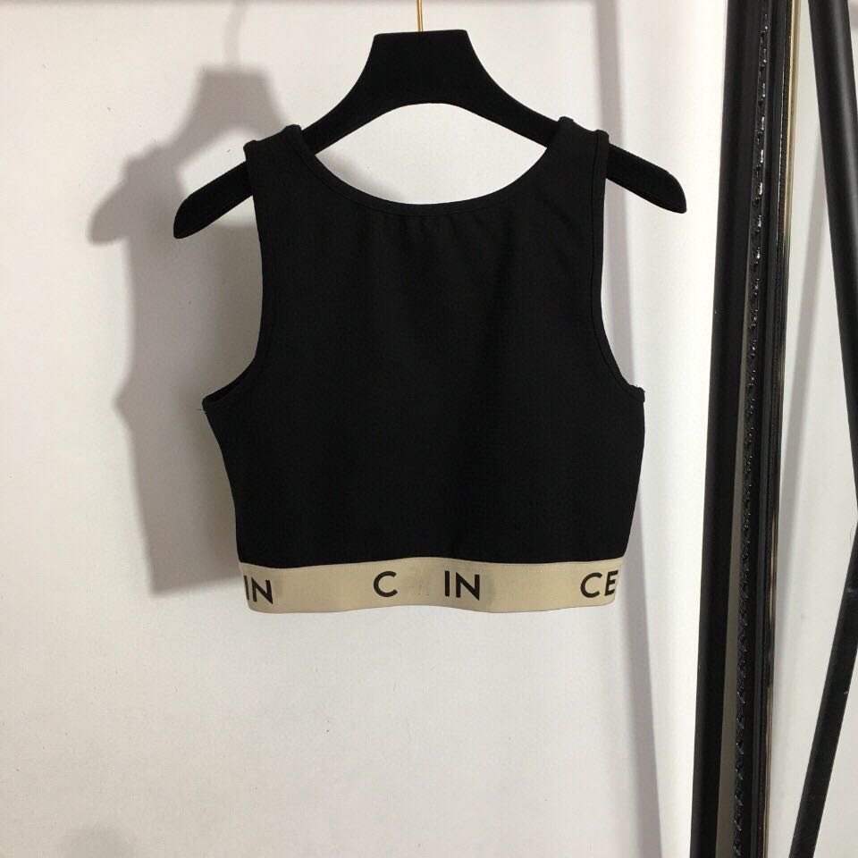 2022 new women's fitness yoga clothes leisure sports suit short webbing waist closing slim fit Vest + elastic thin Leggings