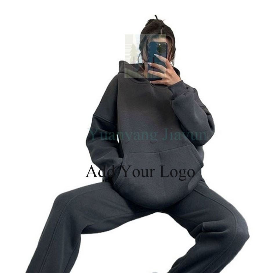 Women's sets 2024 custom logo women ed hoodie sets high quality 2 piece crewneck sweatshirt and joggers set