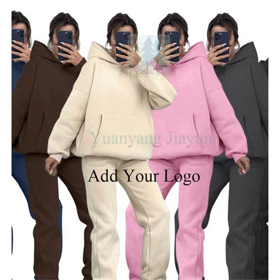 Women's sets 2024 custom logo women ed hoodie sets high quality 2 piece crewneck sweatshirt and joggers set