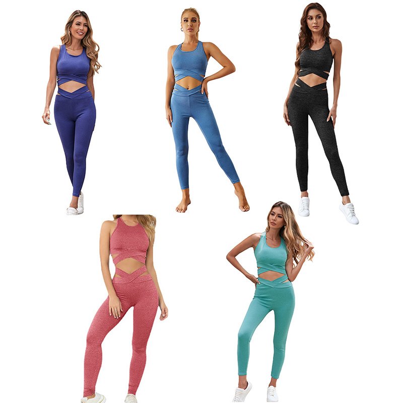 Custom Logo Women Sport Clothes Ladies Gym Fitness Active Wear High Pants 2 Piece Set Seamless Yoga Set Customized Logo