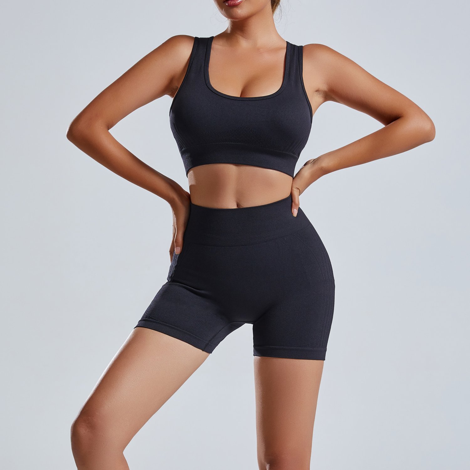 2023 Seamless 2 pieces yoga outfit fitness O back sports bra and shorts set active wear gym Fitness clothing For Women