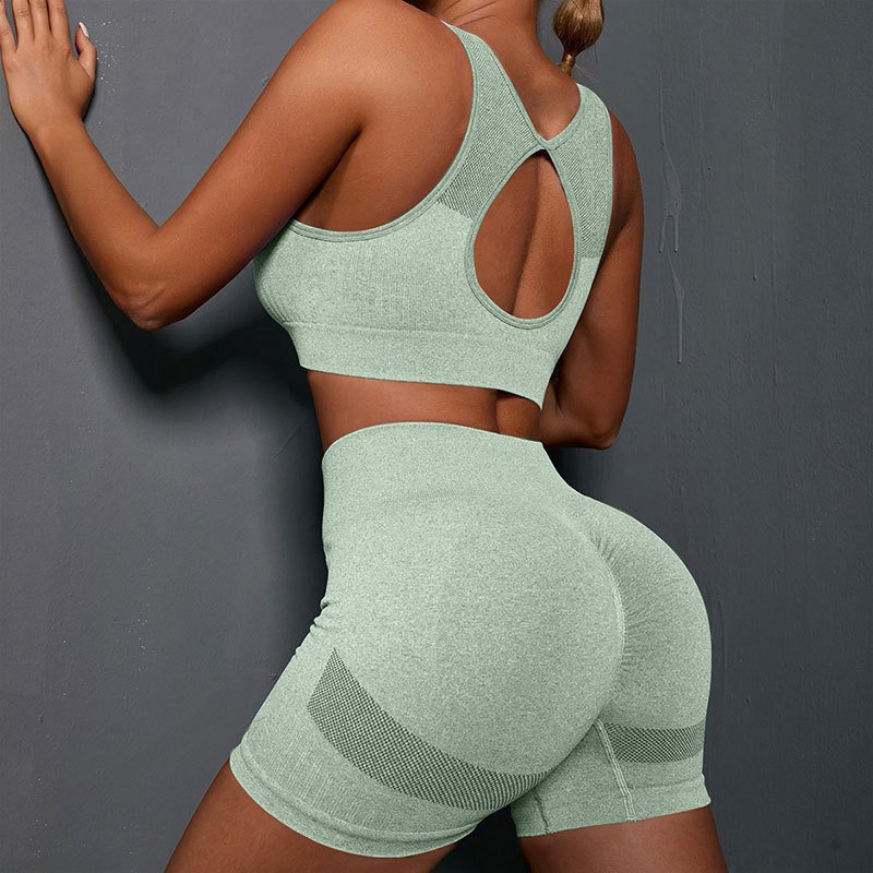 2023 Seamless 2 pieces yoga outfit fitness O back sports bra and shorts set active wear gym Fitness clothing For Women