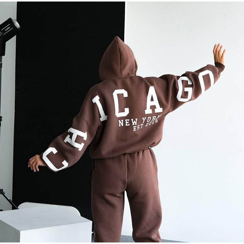 Custom Logo Hoodies And Sweat Pants Jogger Set 2 Two Piece Set Sweatpants And Puff Printing Hoodie Set embroidery hoodie