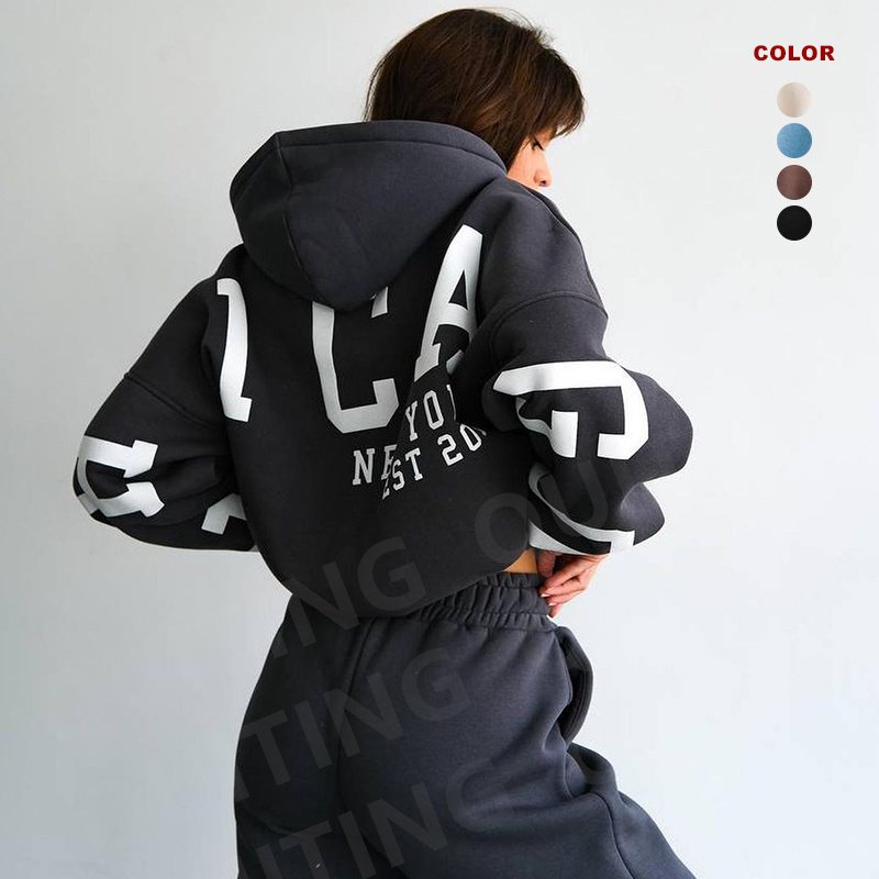Custom Logo Hoodies And Sweat Pants Jogger Set 2 Two Piece Set Sweatpants And Puff Printing Hoodie Set embroidery hoodie