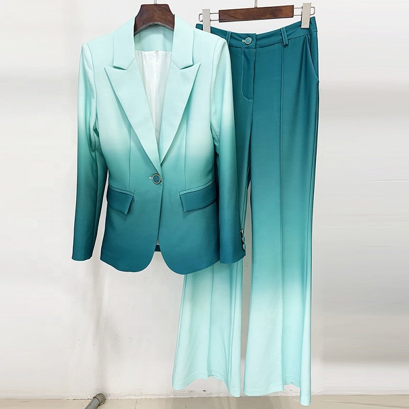 Top Quality Fall 2023 Plus Size 2 piece set Celebrity Runway Causal Blazer Set&Pants Women Blazers Ladies Suits Set Office Wear