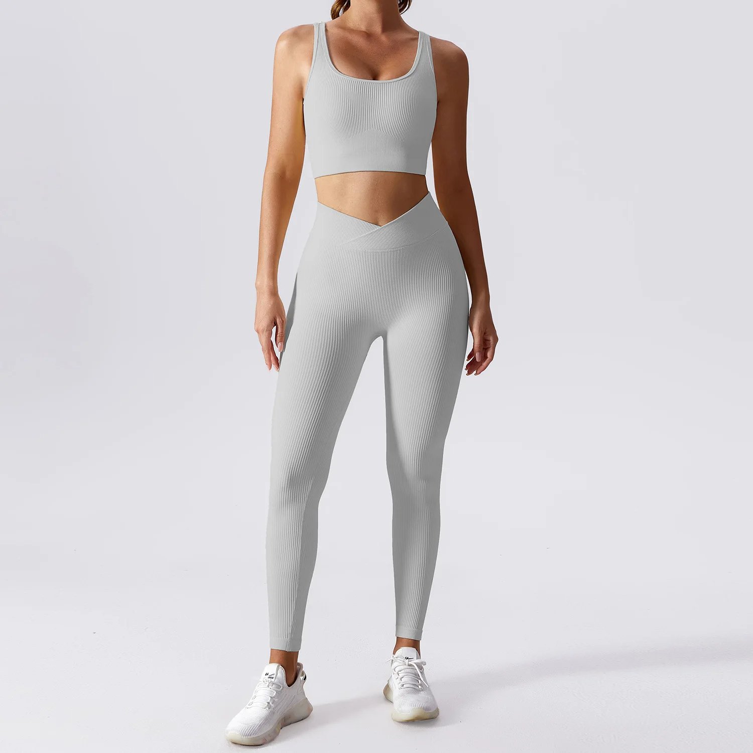 Women Halter Bra High Waist Shorts Yoga Suit Lady Spaghetti Strap Top Bound Feet Pant Gym Suit Female Solid Color Sports Sets