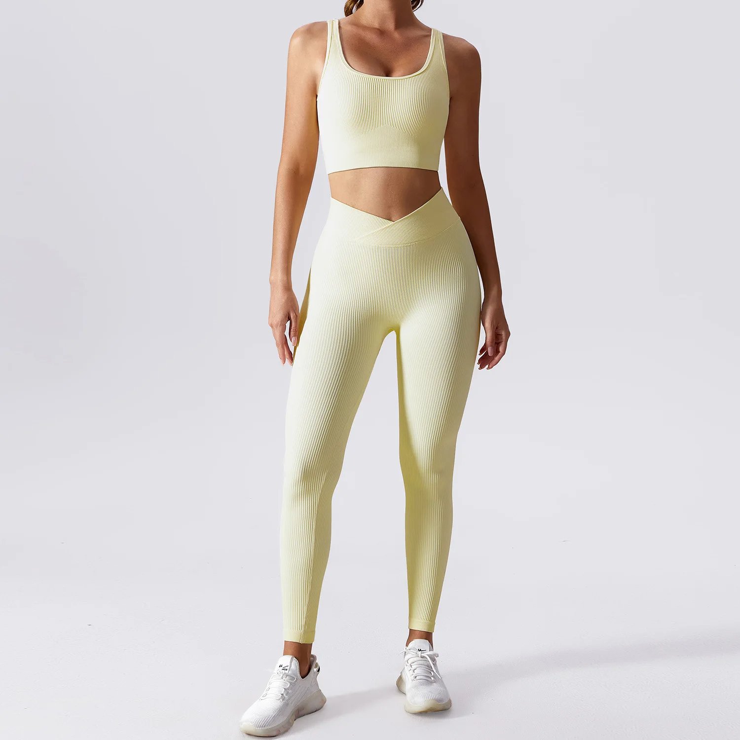 Women Halter Bra High Waist Shorts Yoga Suit Lady Spaghetti Strap Top Bound Feet Pant Gym Suit Female Solid Color Sports Sets