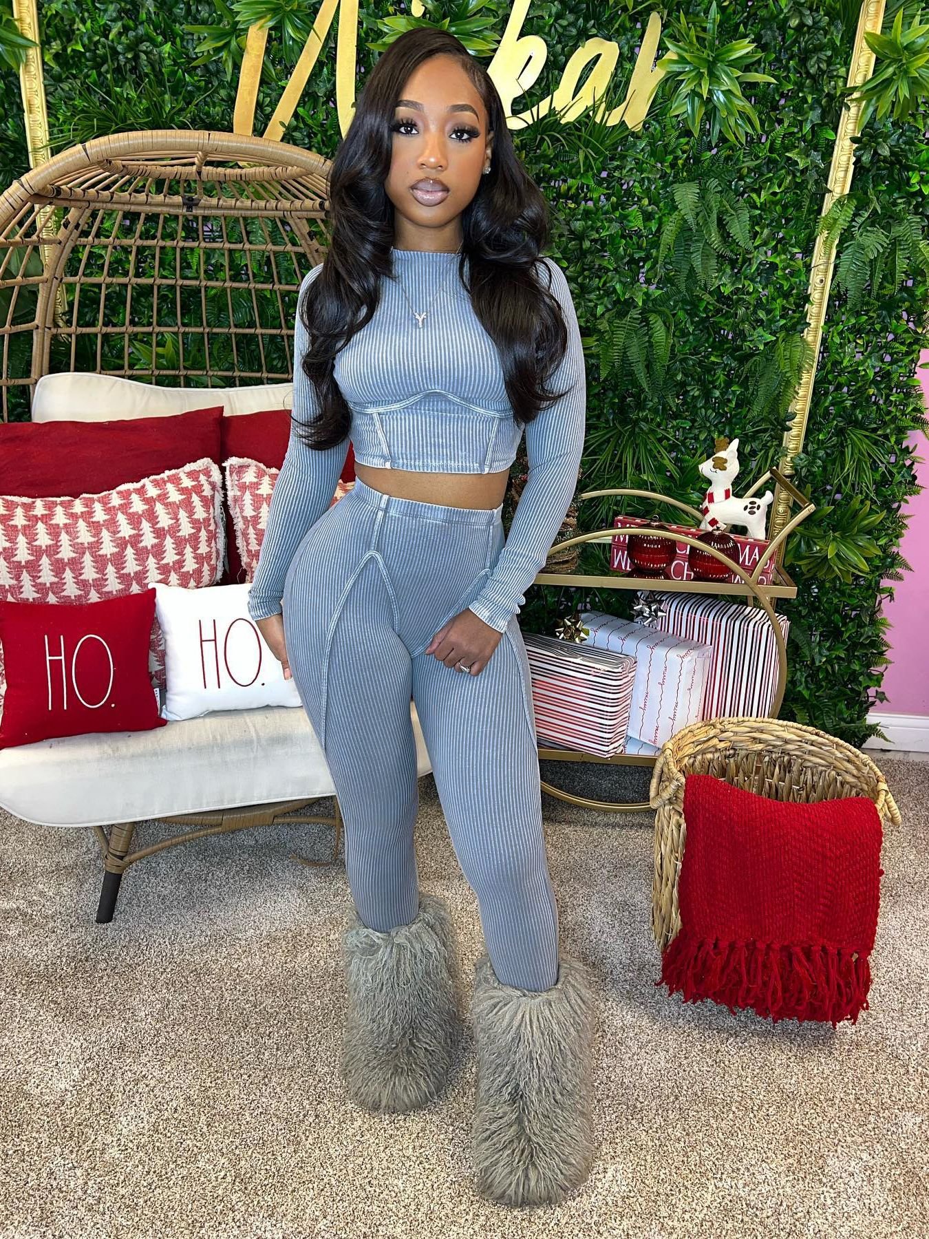 Autumn women clothing autumn wear cotton tracksuit set womens leggings and top ribbed women's sets