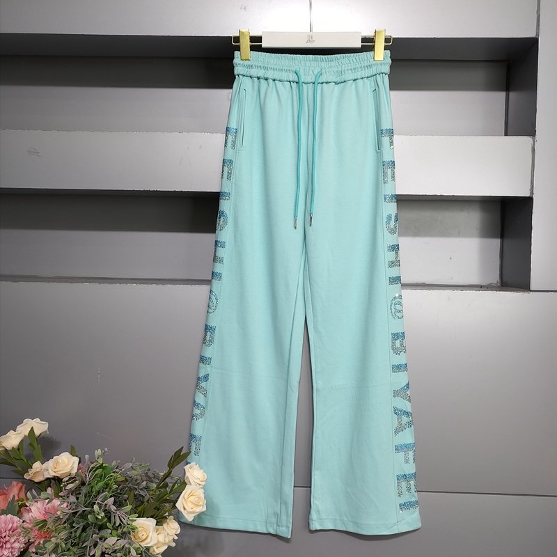Summer Rhinestone Tracksuit Women Two Piece Pants Set Printed Tshirt Top And Pants Set