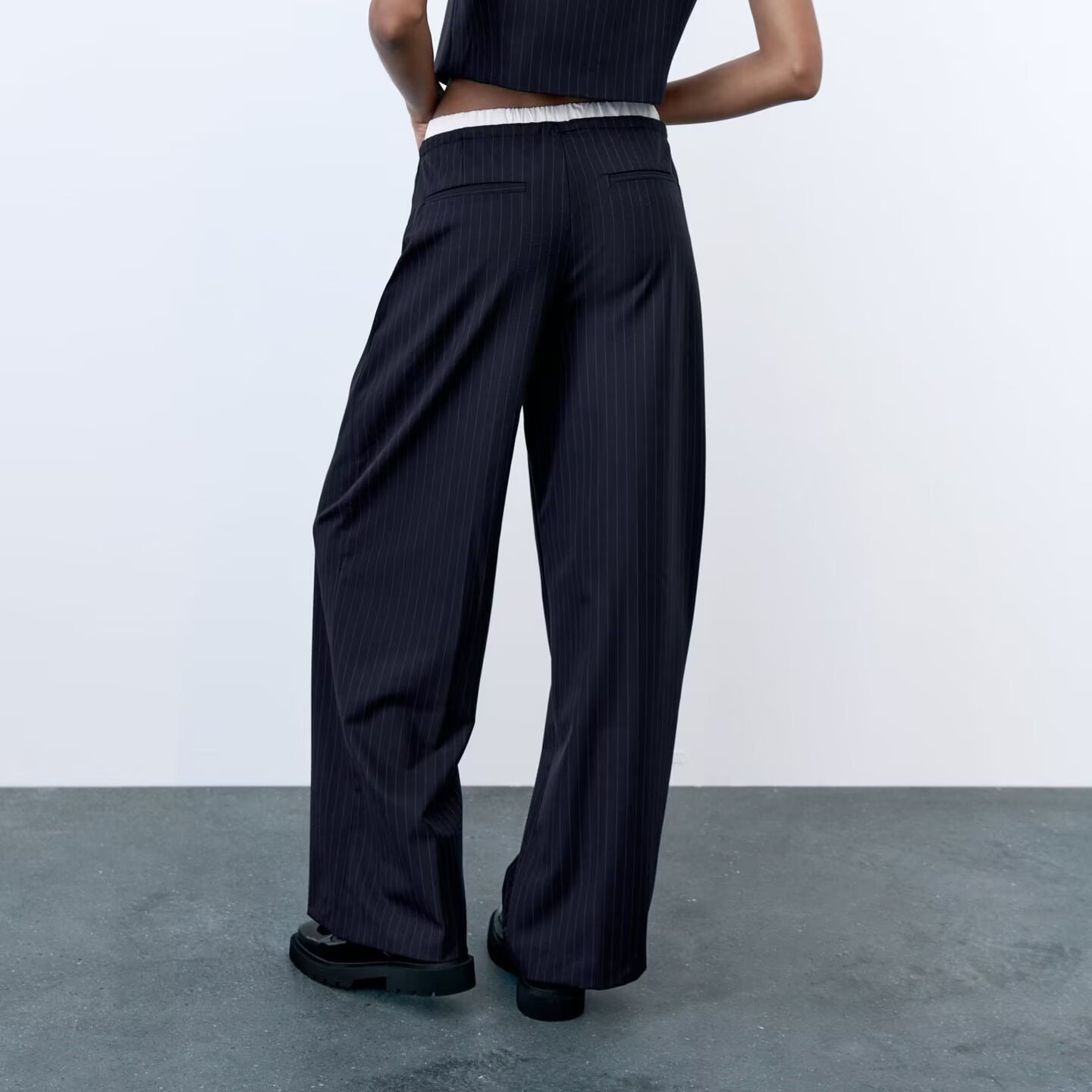 MYST&ZA women's clothing 2024 summer new casual temperament versatile high waist stitching trousers 7385565 vest 2010715