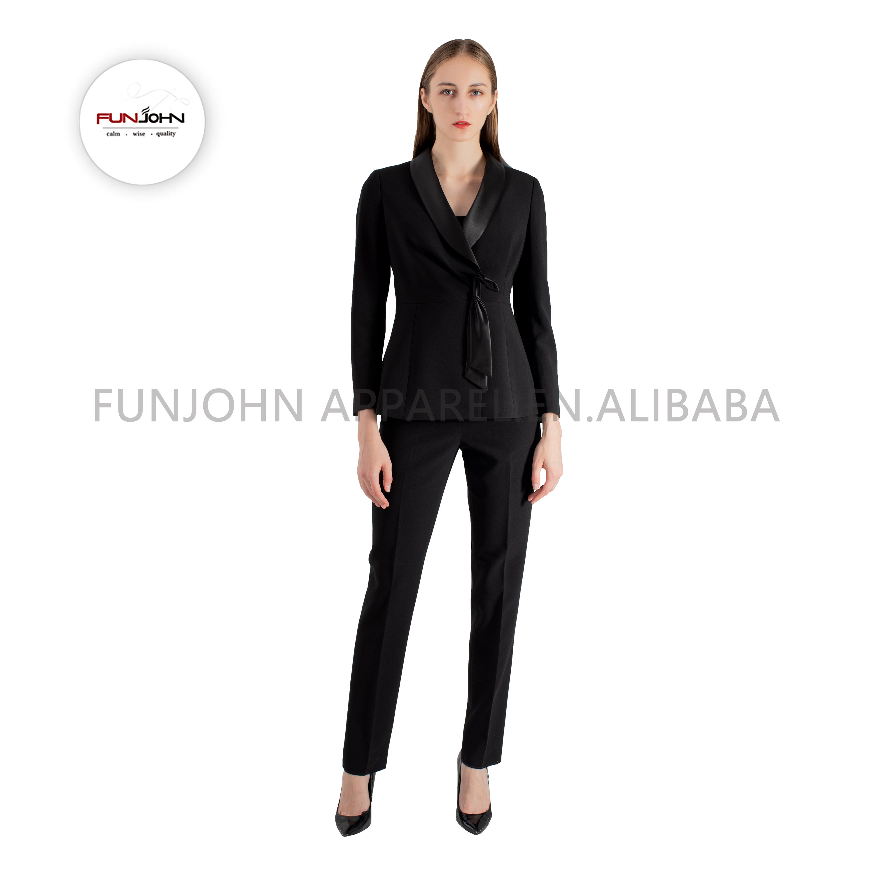 Fashion High Quality Customized Women's Pant Suits Set Double-breasted Suit Jacket Worsted Wool Blazer For Ladies Office Work
