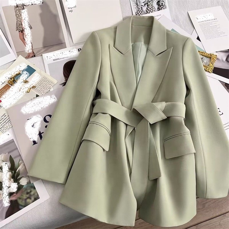 Black Lace-Up Suit Jacket Blazers Ladies Women Fall New Buttonless Casual Suit Women'S Suits & Tuxedo