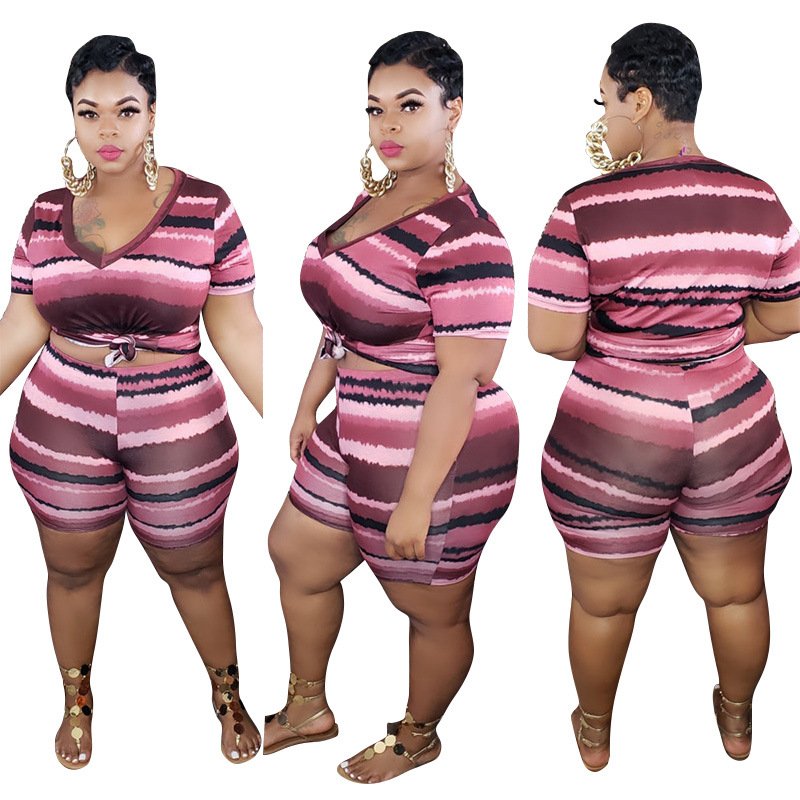 plus size women's sets tie dye 5XL summer shorts plus size short set for women plus size women clothing