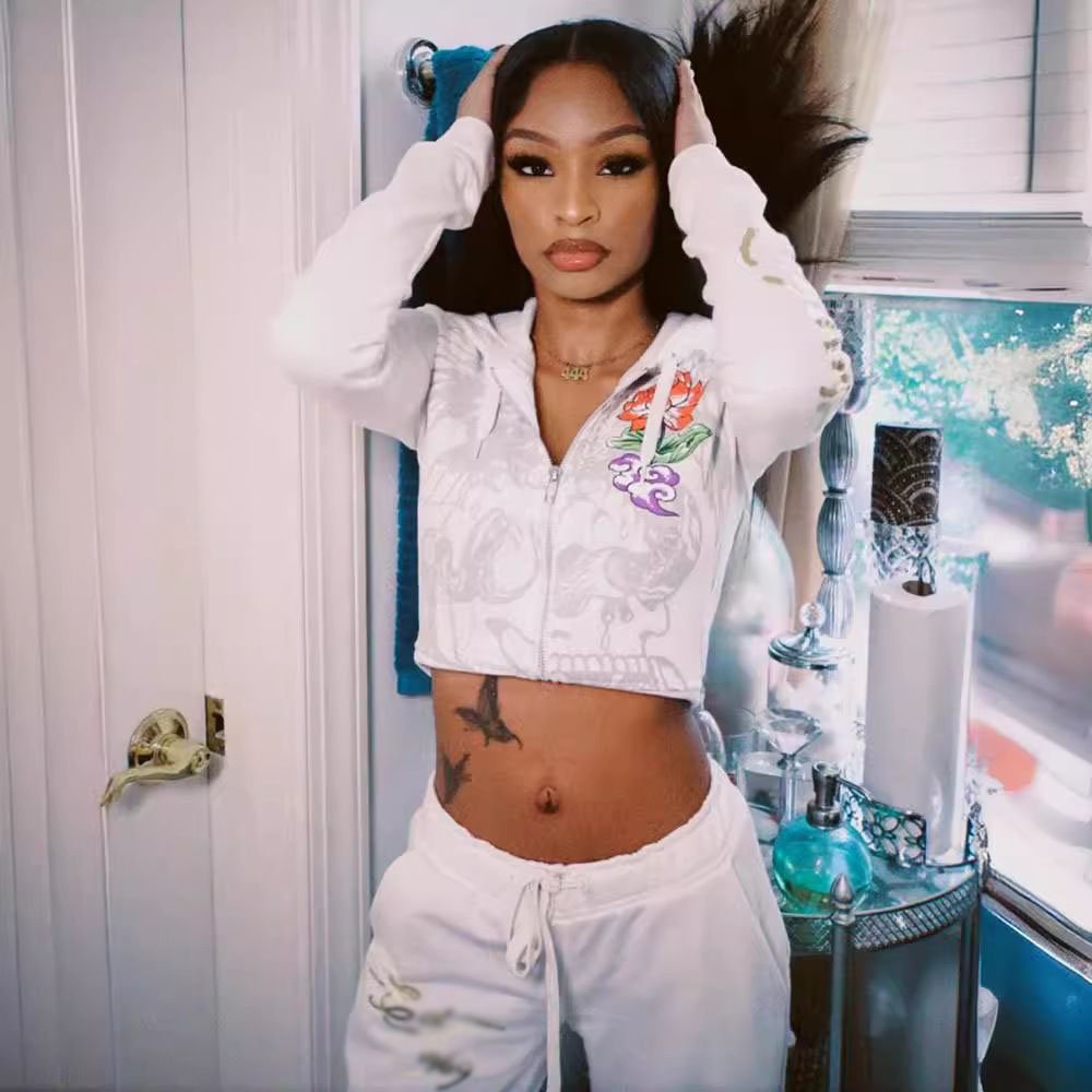 Zip Up Cropped Hoodies Set Jogger Tracksuit Blank Velour Women Tracksuit Custom Rhinestone Sexy Two Pieces Set Velvet Sweatsuit