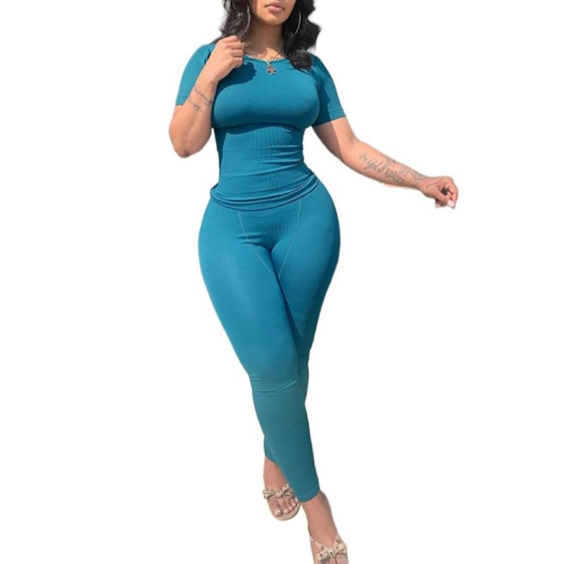 2023 poly ribbed lounge wear tshirt legging two pieces set loungewear famous branded women s clothing dupe wholesale