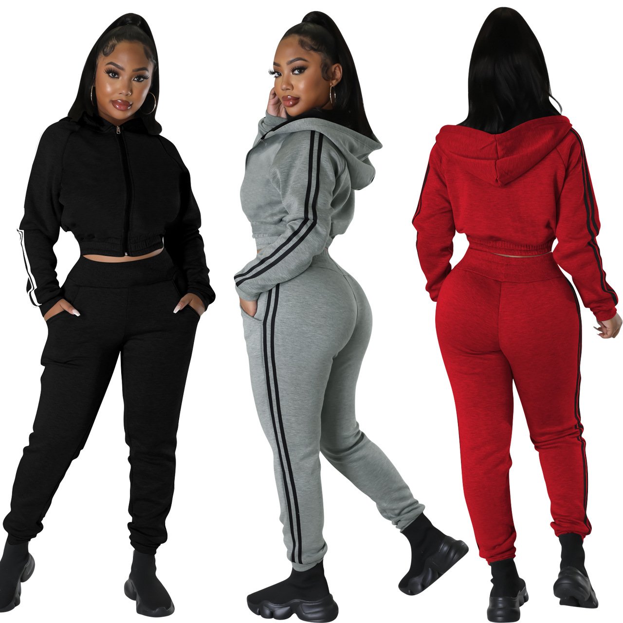 Manufacturer Plain Oversized Tracksuits Outfits 2 Piece Set Custom 3d Puff Printing Logo Graphic Plus Size Zip Up Women'S Sets