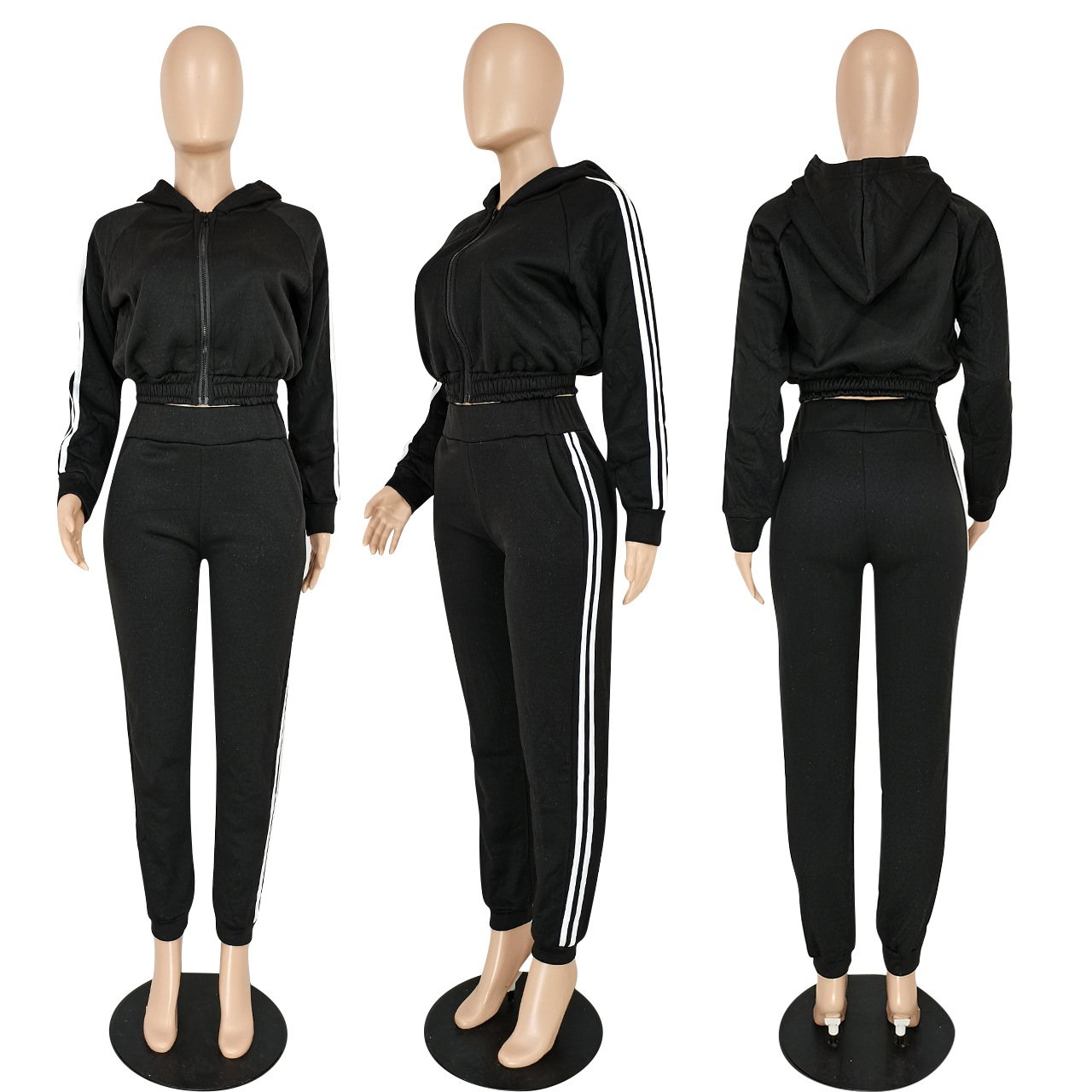 Manufacturer Plain Oversized Tracksuits Outfits 2 Piece Set Custom 3d Puff Printing Logo Graphic Plus Size Zip Up Women'S Sets