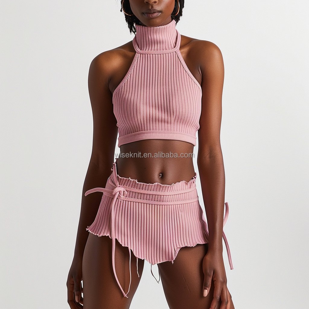Designer tow 2 piece set women's sets clothing knit loungewear knit sets for women Y2K sleeveless Tank Top flare pant outfit