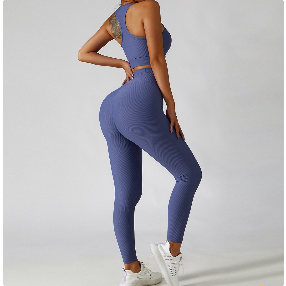Lcool Fitness Workout Clothing Apparel Ribbed Sports bra Crop top jacket and leggings set 3 pieces set Active Wear