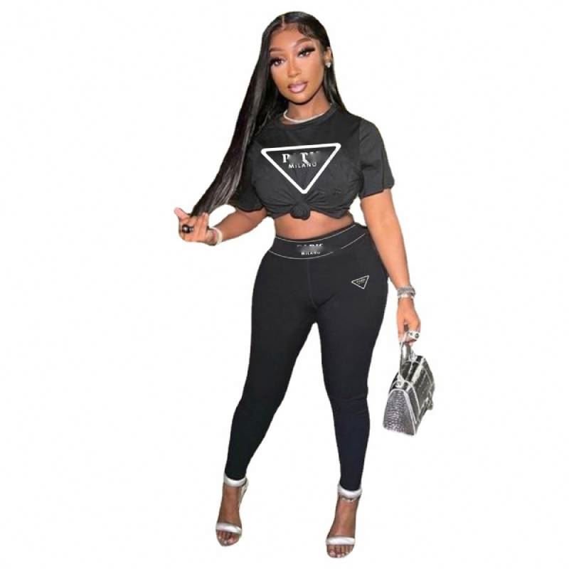 Women's Sets Designer Matching Sets Print Short Sleeve T-Shirt Leggings Two Piece Pants Sets Leisure spring 2024 Women Clothing