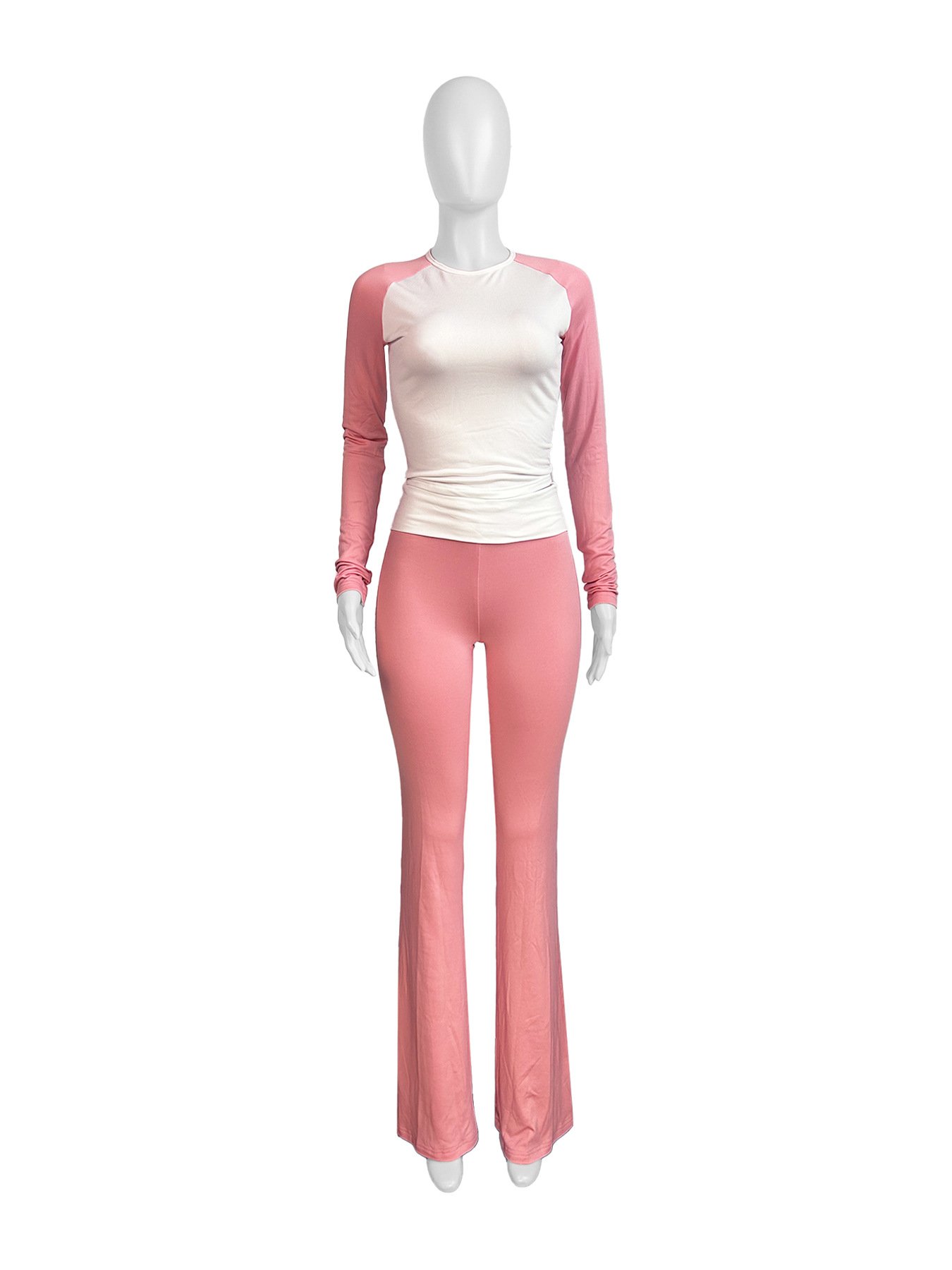 Women Set Custom Logo raglan sleeves Shirts Leggings Flare Pant headband Loungewear Women 2 Piece Set Clothing Lounge Set