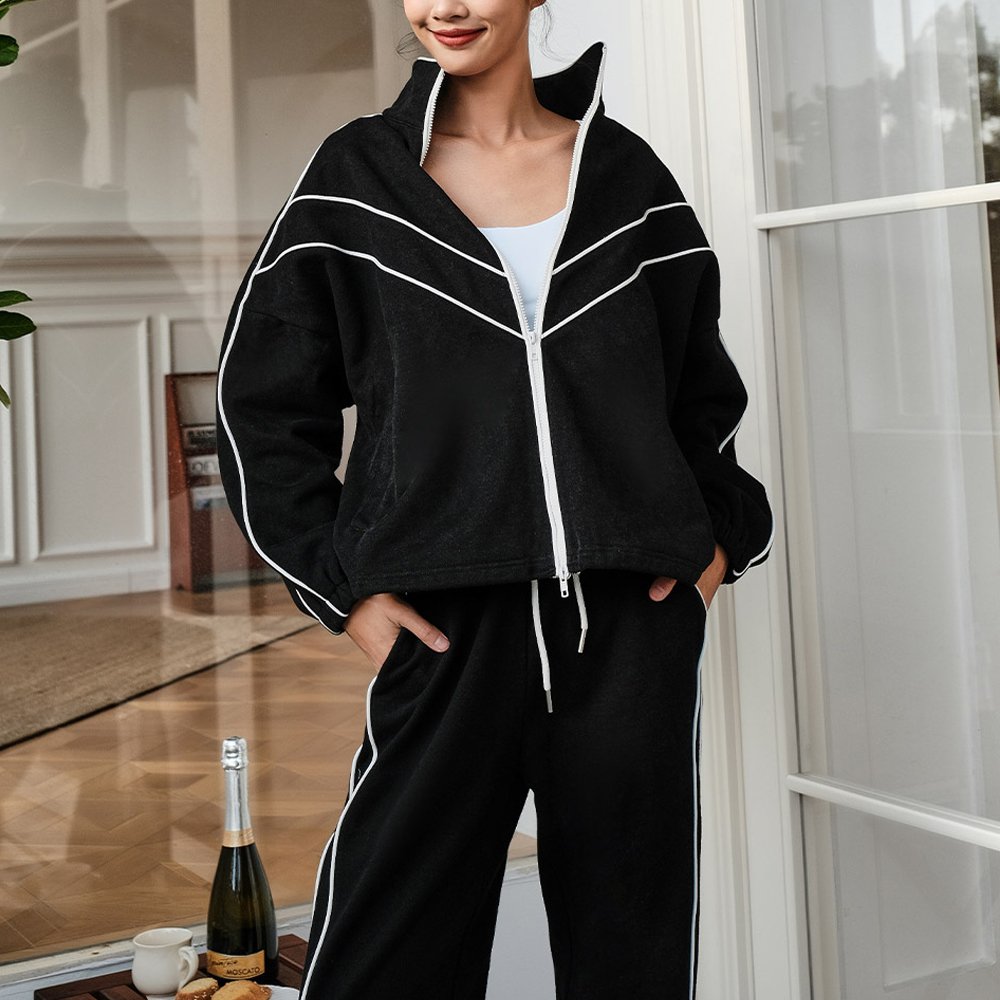Women tracksuit sweatsuit set casual 2 piece jogger set women fleece custom women's sets