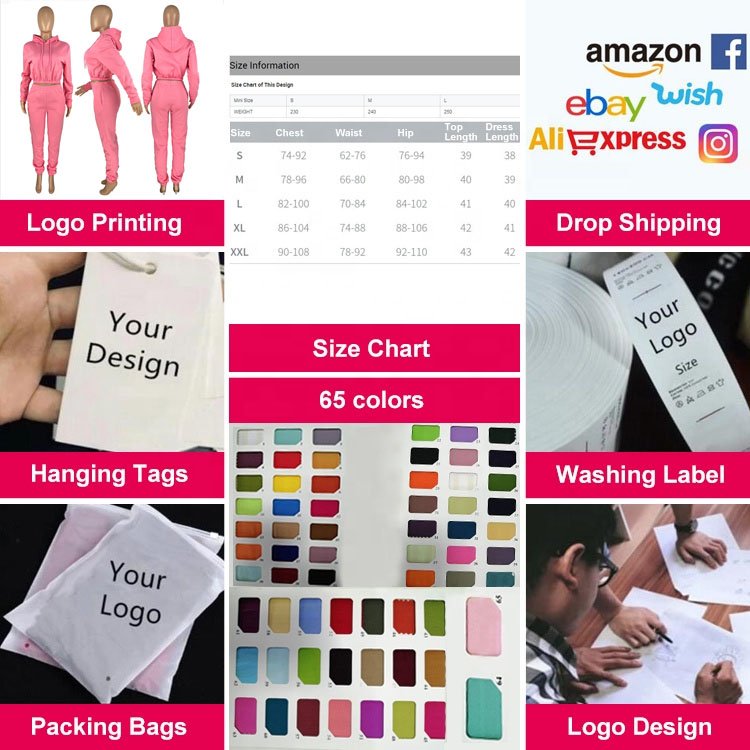 High Quality Custom Logo Two Piece Suits Solid Color Plain Tracksuit Hoodie Men Sweatsuit Sets women's clothing set