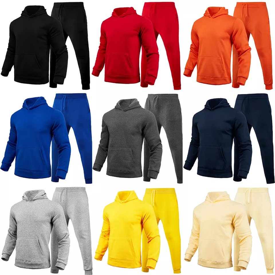 High Quality Custom Logo Two Piece Suits Solid Color Plain Tracksuit Hoodie Men Sweatsuit Sets women's clothing set