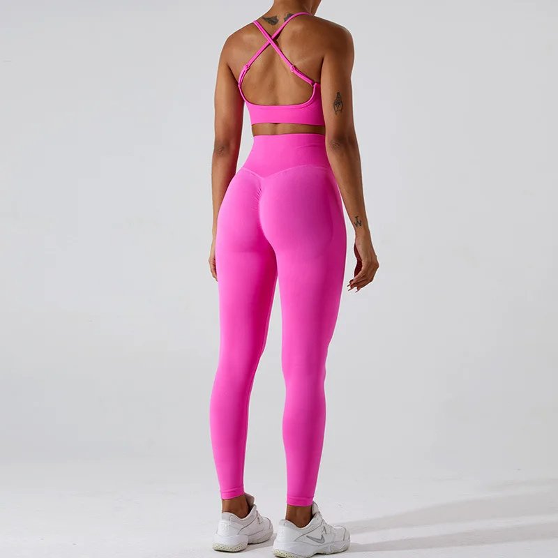 Women Spaghetti Strap Top High Waist Shorts Yoga Suit Lady Cross Back Bra Gym Sets Female Scrunch Butt Shorts Sports Tracksuit