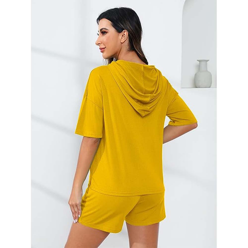 Two Pieces Women's OEM Two Piece Outfits Short Hoodie Sets Sweat suit Sets Short Sleeve Oem Loungewear Hoodie and Short Sets