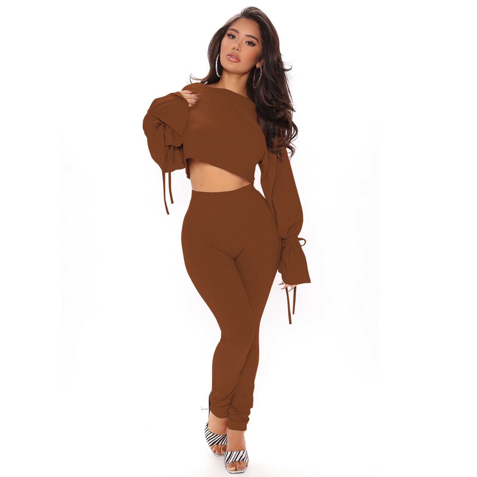 Women Casual Tracksuit 2 Piece Jacket and Elastic Waist Women Tracksuit Sets